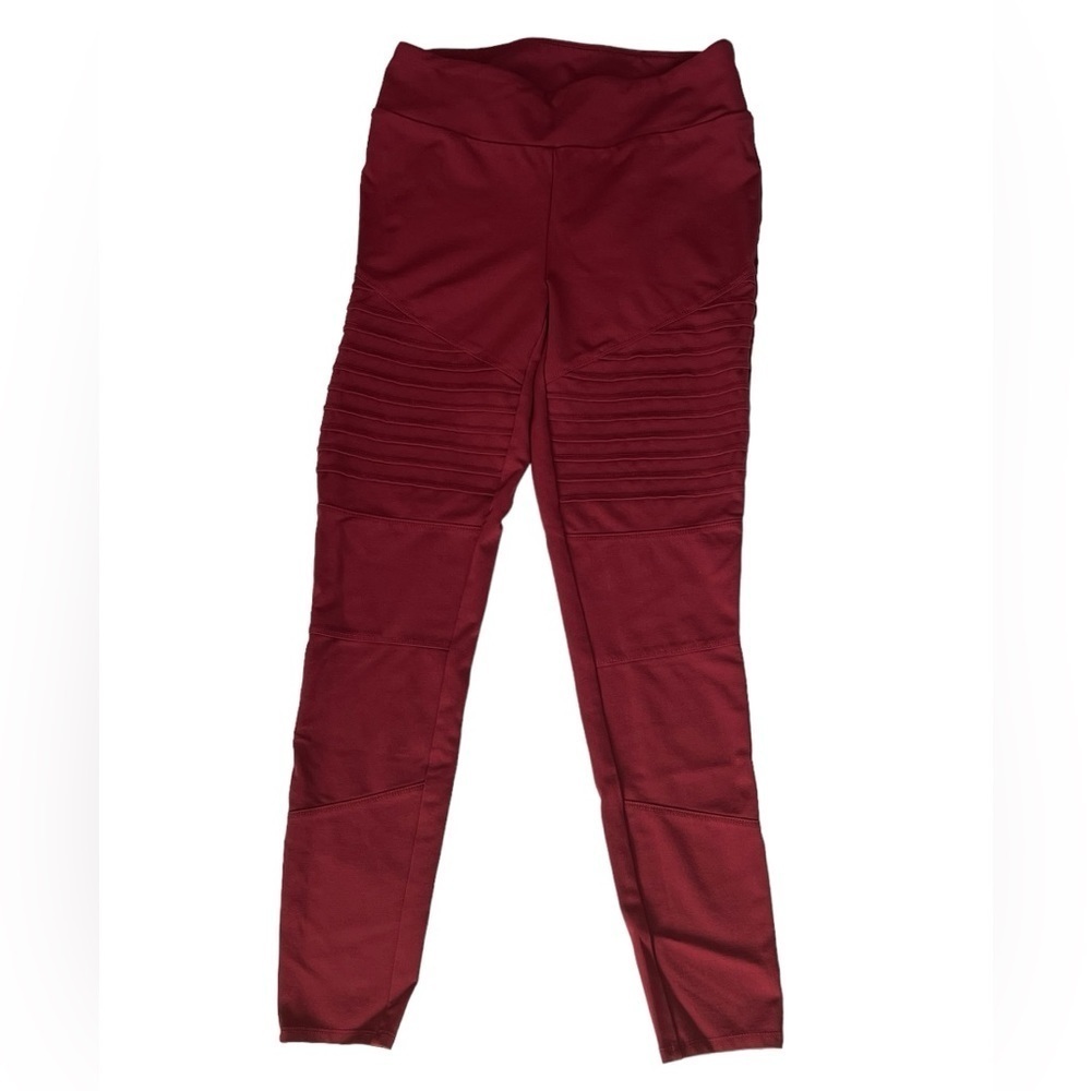 Lux - Womens Motto Style Maroon Leggings Sz MD